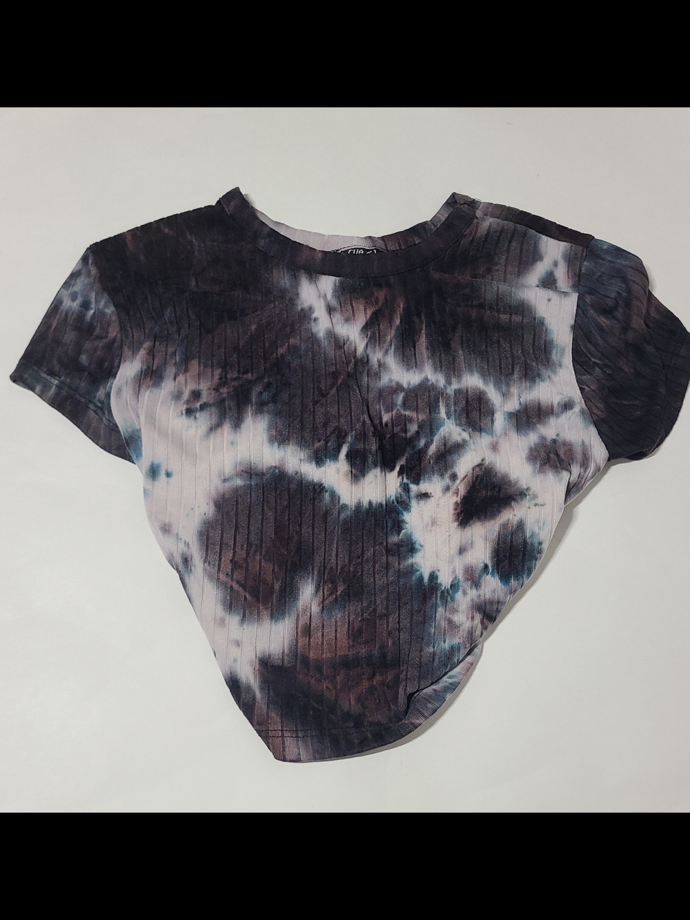 3for15 - Rue21 Tie-Dye Ribbed Crop Top - Black/Gray/Purple